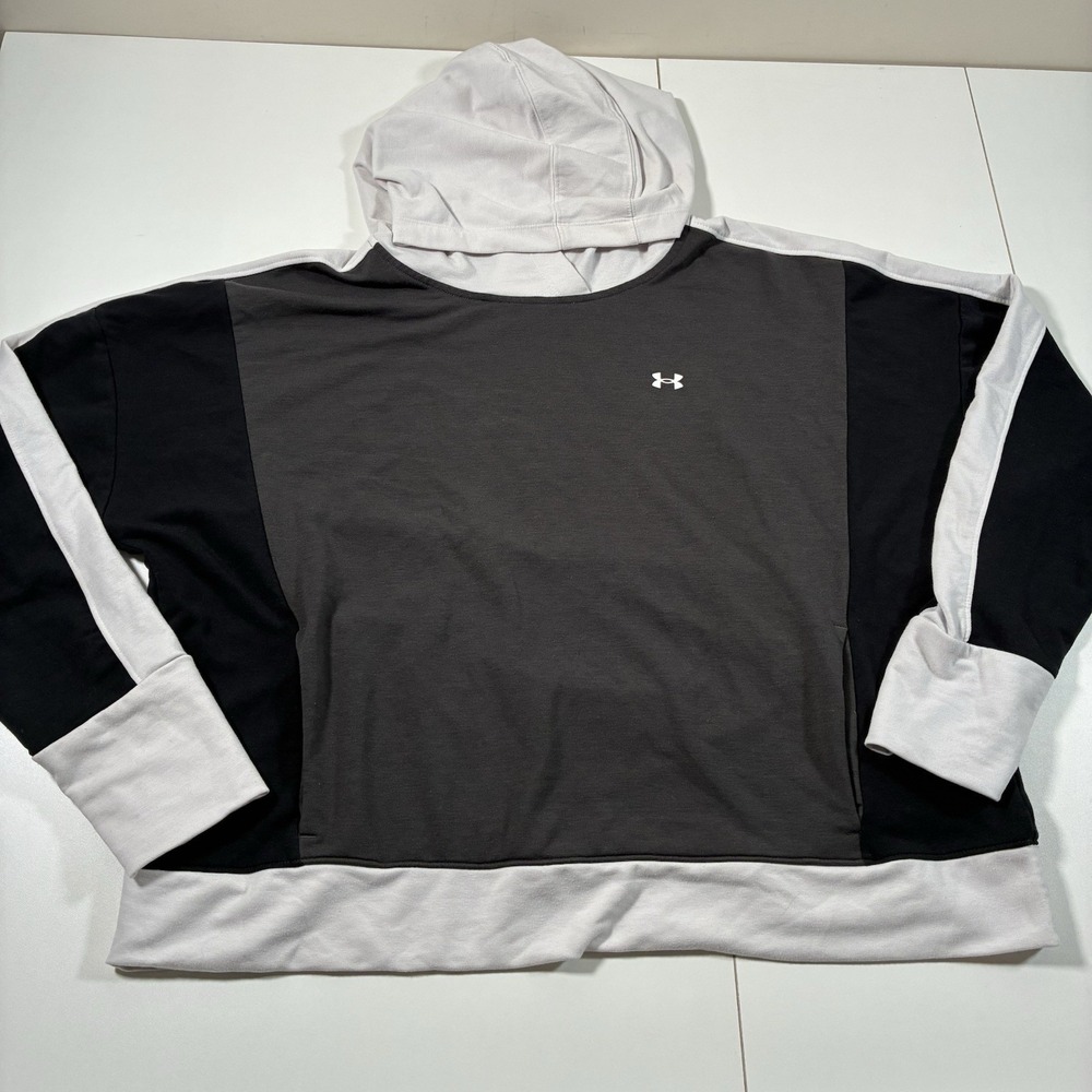 Under Armour Rival Terry Hoodie Women's 2XL Loose Fit Colorblock Athleisure